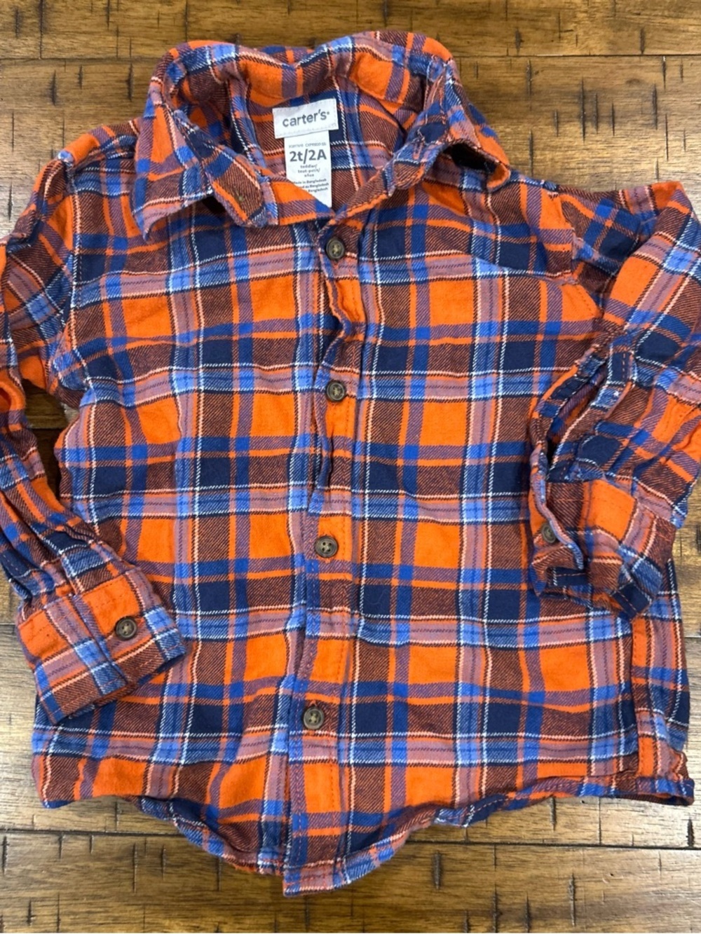 Carter's Orange and Blue Plaid Button-Down Shirt - Kids
